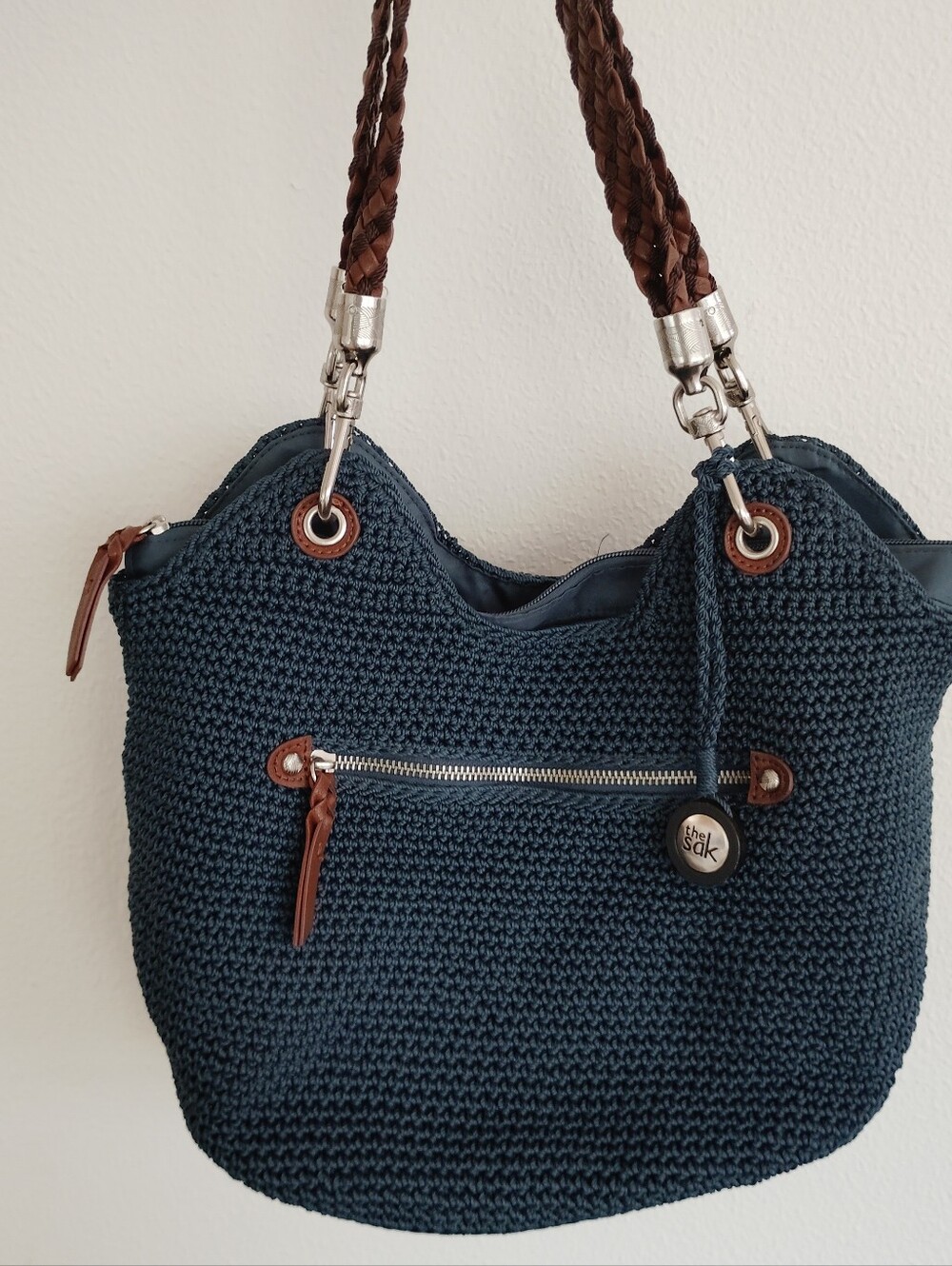 The Sak Indigo Navy Crochet Satchel Shoulder Bag